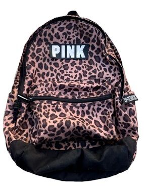 PINK Victoria's Secret Pink and Black Leopard Print Backpack